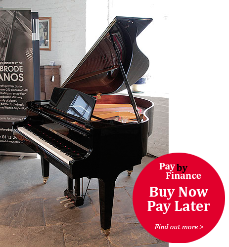 Kawai GM-10 baby grand Piano for sale with a black case and polyester finish.