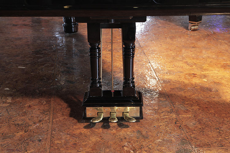 Steinway Model B three-pedal piano lyre with brass footplate. We are looking for Steinway pianos any age or condition.