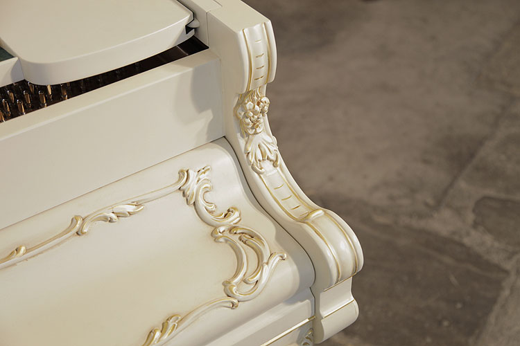 Steinway  Model O  piano cheek detail carved with flowers . We are looking for Steinway pianos any age or condition.