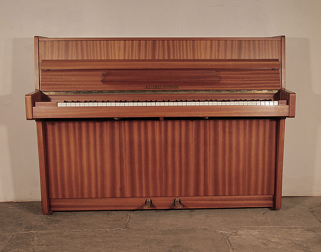 Alexander Herrmann upright piano for sale with a satin, mahogany case   