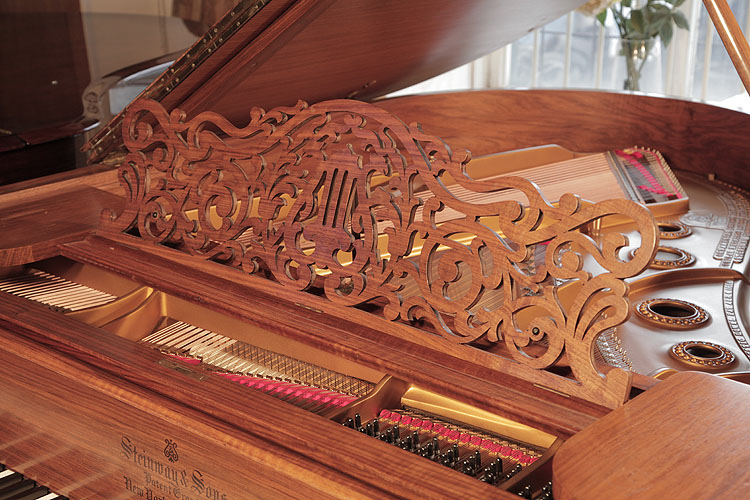 Steinway Model A openwork arabesque music desk in a stylised foliar design with central lyre motif. We are looking for Steinway pianos any age or condition.