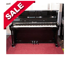 Pre-owned, Cavendish upright piano with a black case and chrome fittings