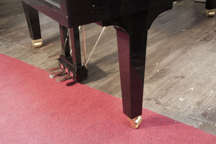 Feurich square piano leg with dual brass casters