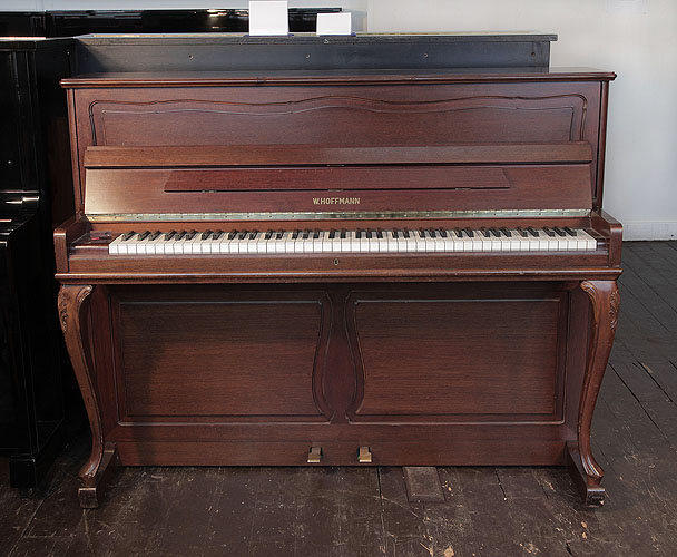 Reconditioned, W. Hoffmann upright piano for sale with a mahogany case and cabriole legs 