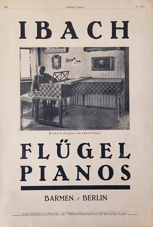 Richard Strauss at his Ibach grand piano with cut-out piano cheeks serial number 56279