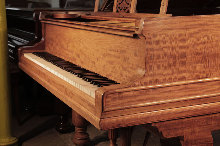 Steinway Model A serpentine piano cheek with dual linear case moulding. We are looking for Steinway pianos any age or condition.