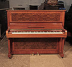 Piano for sale. A 1939, Steinway Model V upright piano for sale with a polished, figured walnut case. Piano has an eighty-eight note keyboard and two pedals