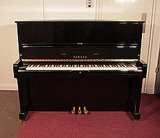  Reconditioned 1989, Yamaha U1 upright piano with a black case and polyester finish