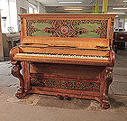 Piano for sale. An 1855c, Brinsmead upright piano with a birch case and carved cabriole legs