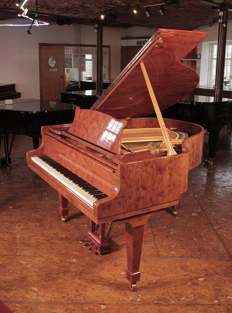 Steinway Model S baby grand piano for sale with a yew case and spade