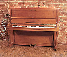 Reconditioned,  1957, Steinway Model V upright piano for sale with a walnut case and cabriole legs