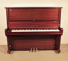 Reconditioned, 1980, Apollo A360 upright piano for sale with a mahogany case and brass fittings. Piano has an eighty-eight note keyboard and and three pedals