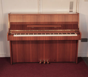 Reconditioned, 1981, Kawai CE-7N Upright Piano For Sale with a Satin, Walnut Case and Brass Fittingsh