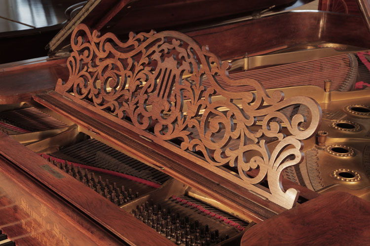 Steinway Model B filigree piano music desk in an arabesque design with central lyre