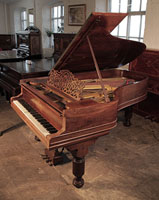 Unrestored, 1897, Steinway Model B grand piano for sale with a rosewood case, filigree music desk and fluted, barrel legs. Piano has an eighty-five note keyboard and a three-pedal lyre. 