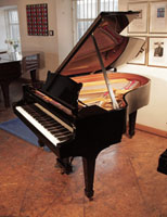 A 1975, Steinway Model O grand piano for sale with a black case and spade legs