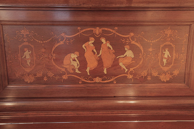 Steinway front panel inlaid with dancing ladies, flowers, festoons and fluttering ribbons