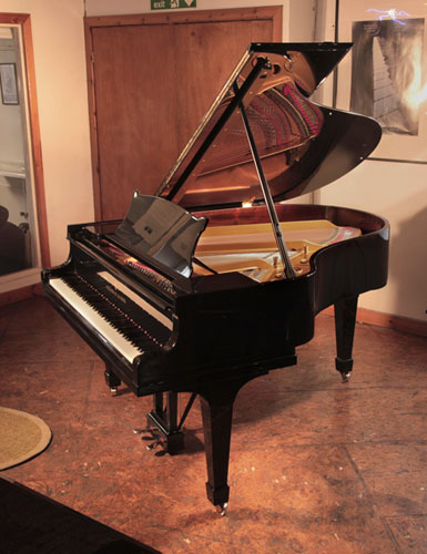 Rebuilt, 1929, Steinway Model M grand piano for sale with a  black gloss case. Piano has an eighty-eight note keyboard and a two-pedal lyre.  