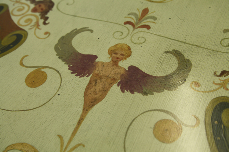 Hand-painted with a fairies, satyrs, nudes, monkeys, mythical creatures, birds and flowers 