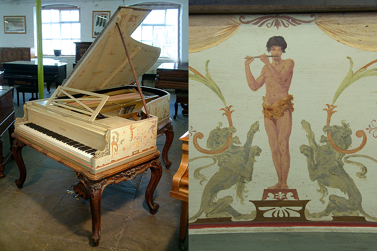 A hand-painted, 1893, Pleyel grand piano signed by G. Meunier