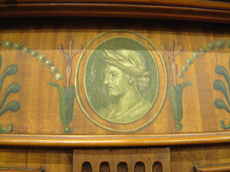 Otto hand-painted detail Besbrode Upright Piano for sale.