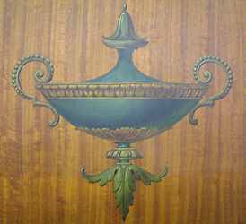 Otto hand-painted detail Otto Upright Piano for sale.