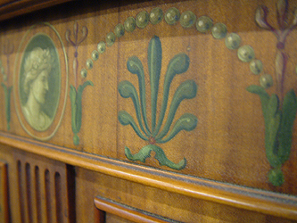 Otto hand-painted detail Otto upright piano