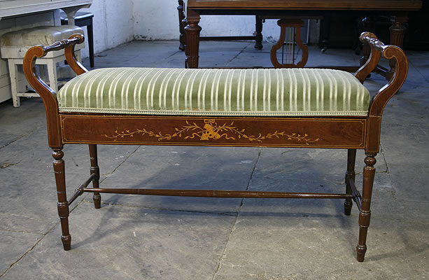 Edwardian, Inlaid, Duet Piano Stool