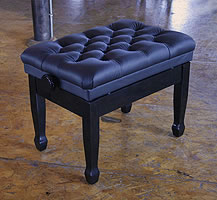 Besbrode Pianos Real Leather, Adjustable Piano Stool with Spade Legs. Seventeen buttons on cushion.