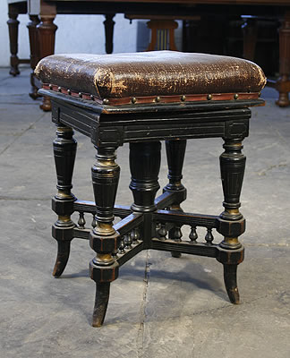 Victorian, Piano Stool with Gilt Effect Detail