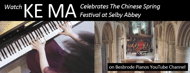 Besbrode Pianos is very happy to share with you Ke Ma Celebrates the Chinese Spring Festival at Selby Abbey. To mark the end of the Chinese Spring Festival and the start of spring in the UK, Selby Abbey plays host to a concert from world-class pianist, Ke Ma. Ke Ma's performance includes a combination popular Chinese folk and pop tunes and the classical behemoth, Ravel's Gaspard de la Nuit suite. Watch now on our YouTube channel
