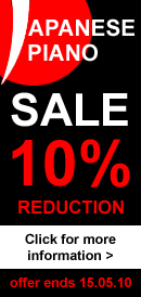 Japanese piano sale 2012. Includes all Yamaha, Kawai,Miki and Apollo pianos. 10% reduction off retail price. Offer ends 16.05.12