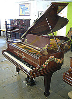 Hand-painted Steinway Grand Piano with garlands of flowers.