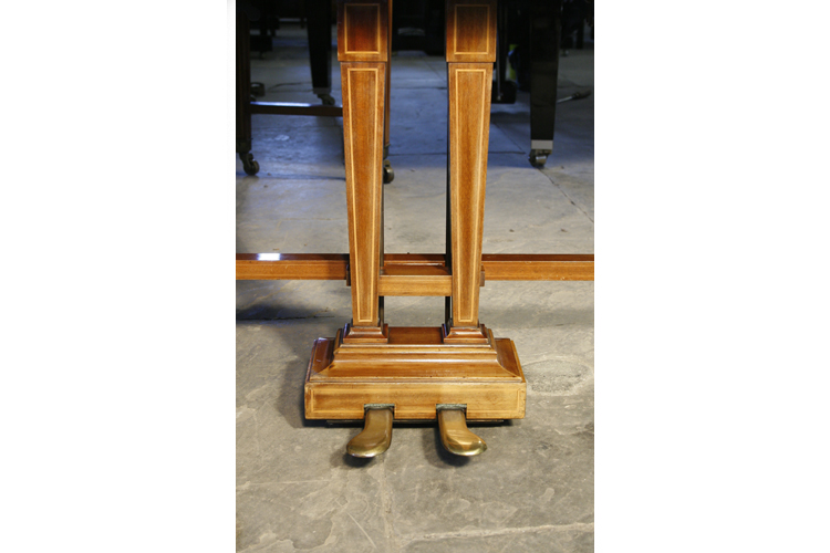 Bechstein two-pedal piano lyre with satinwood stringing accents attached to a cross stretcher