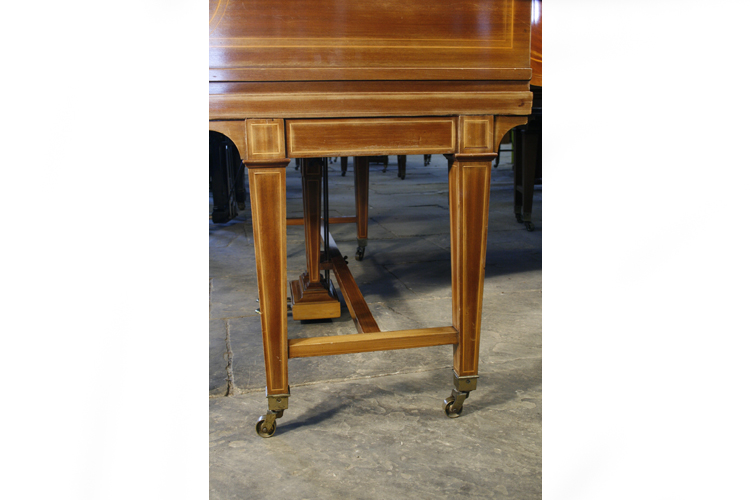 Bechstein gate piano leg with satinwood stringing accents attached to a cross stretcher