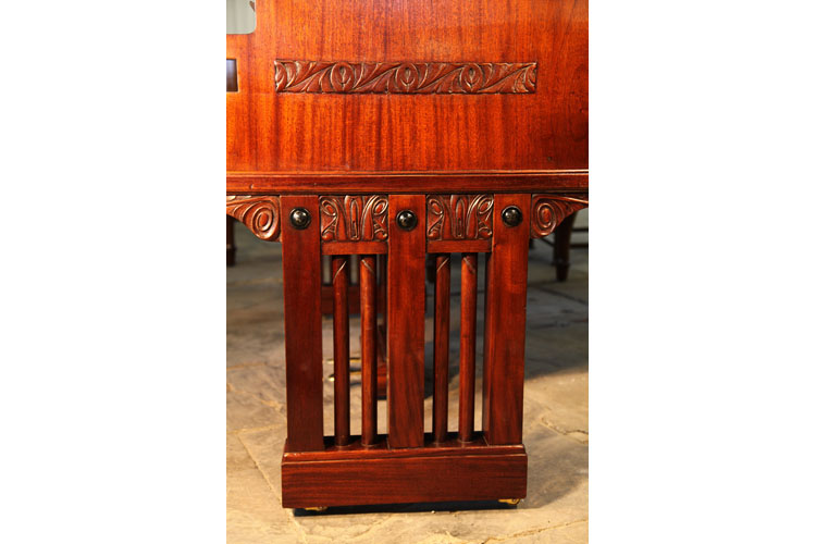 Ibach gate piano leg and piano cheek with carved, stylised floral detail