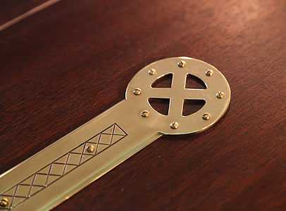 Lipp piano ornate brass hinges detail