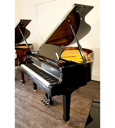 Brand new, Steinhoven Model 160 baby grand piano with a black case  and brass fittings