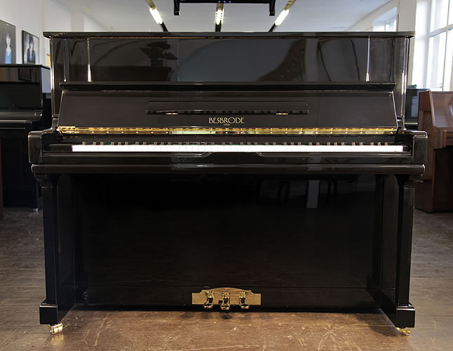 Brand New, Besbrode 122 upright Piano for sale with a black case.