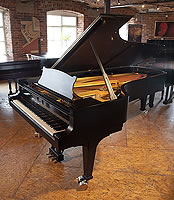 A 1952, Steinway Model D concert grand piano with a satin, black case..