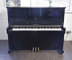 Reconditioned,  1991, Kawai SU-2L upright piano with a black case and polyester finish