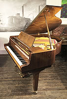 A 1990, Petrof baby grand piano with a walnut case and polyester finish