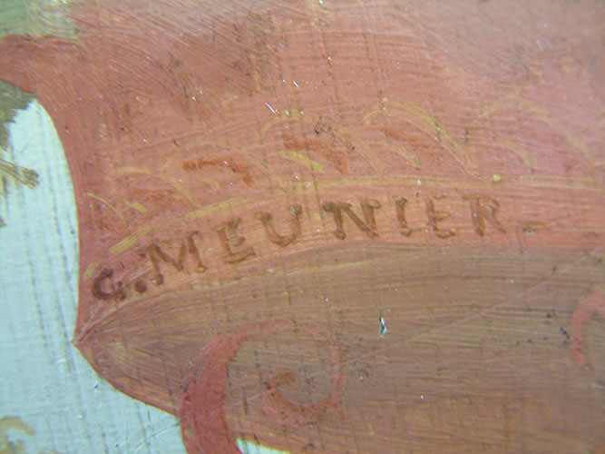 G.Meunier signature on piano cabinet