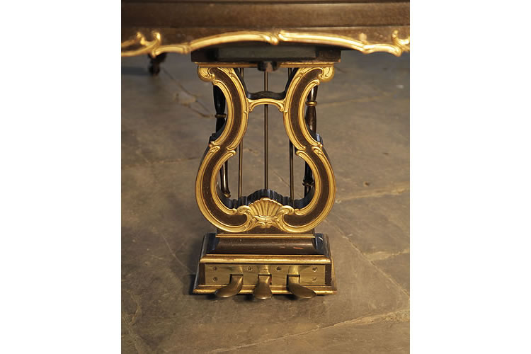 Steinway Model B three-pedal traditionally shaped, piano lyre with a carved shell and gilt detail 