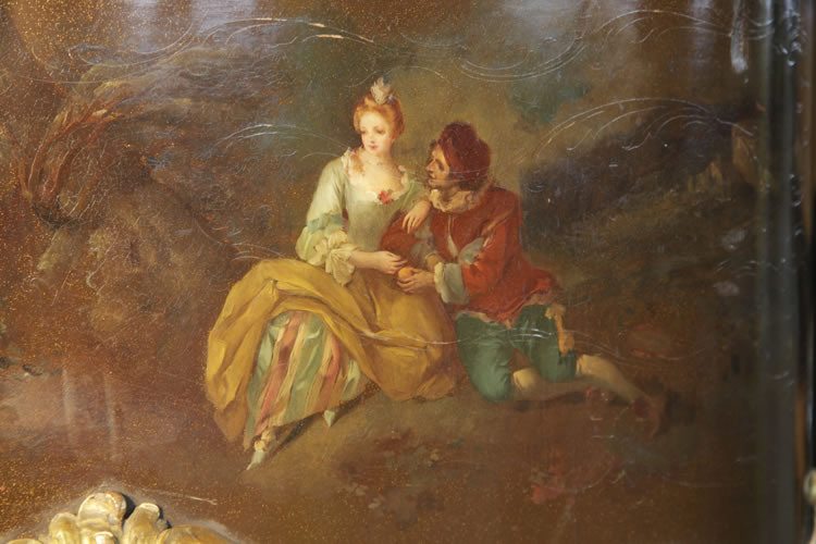  Hand-painted detail of an amourous couple reclining