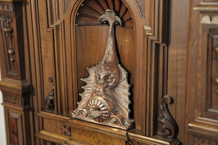 German piano ornate copper sconce in a sea monster design