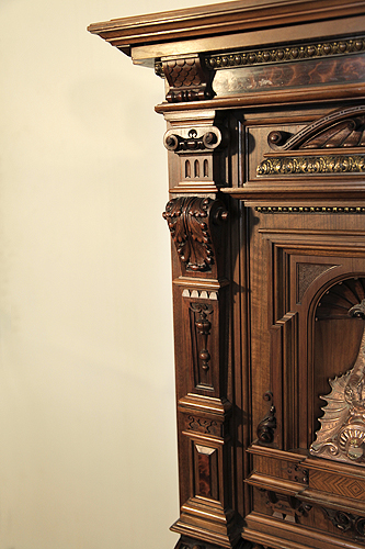 German  piano carved pilaster in high relief.