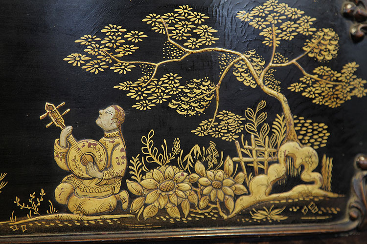 Schiedmayer Chinese scene detail. A man sits beneath a tree playing a stringed instrument