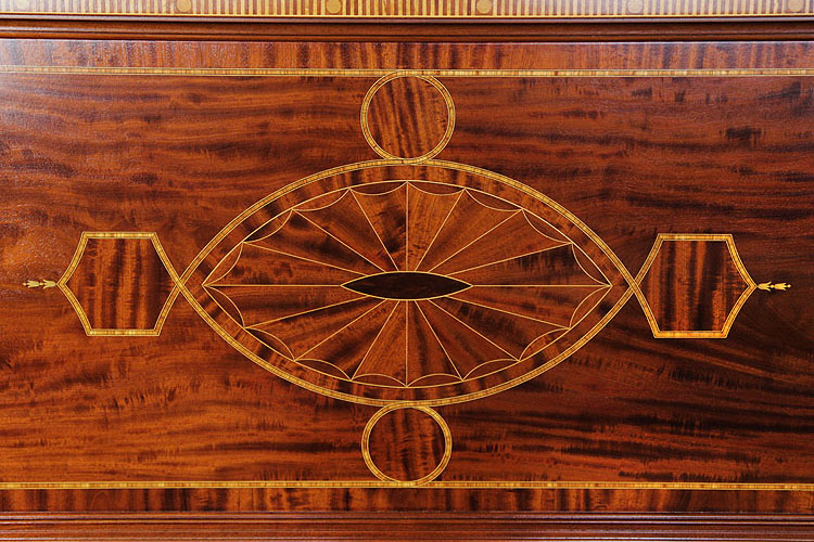  Weber front panel is inlaid with a central oval and inverted scalloped stringing, surrounded by crossbanded hexagons and circles