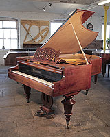An 1879, Bosendorfer grand piano for sale with a filigree music desk, mahogany case and turned legs